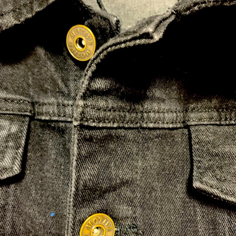 RARE Motive Denim 3D Tiger Black Distressed Jean Jacket Size 2X 50” - Picture 6 of 8